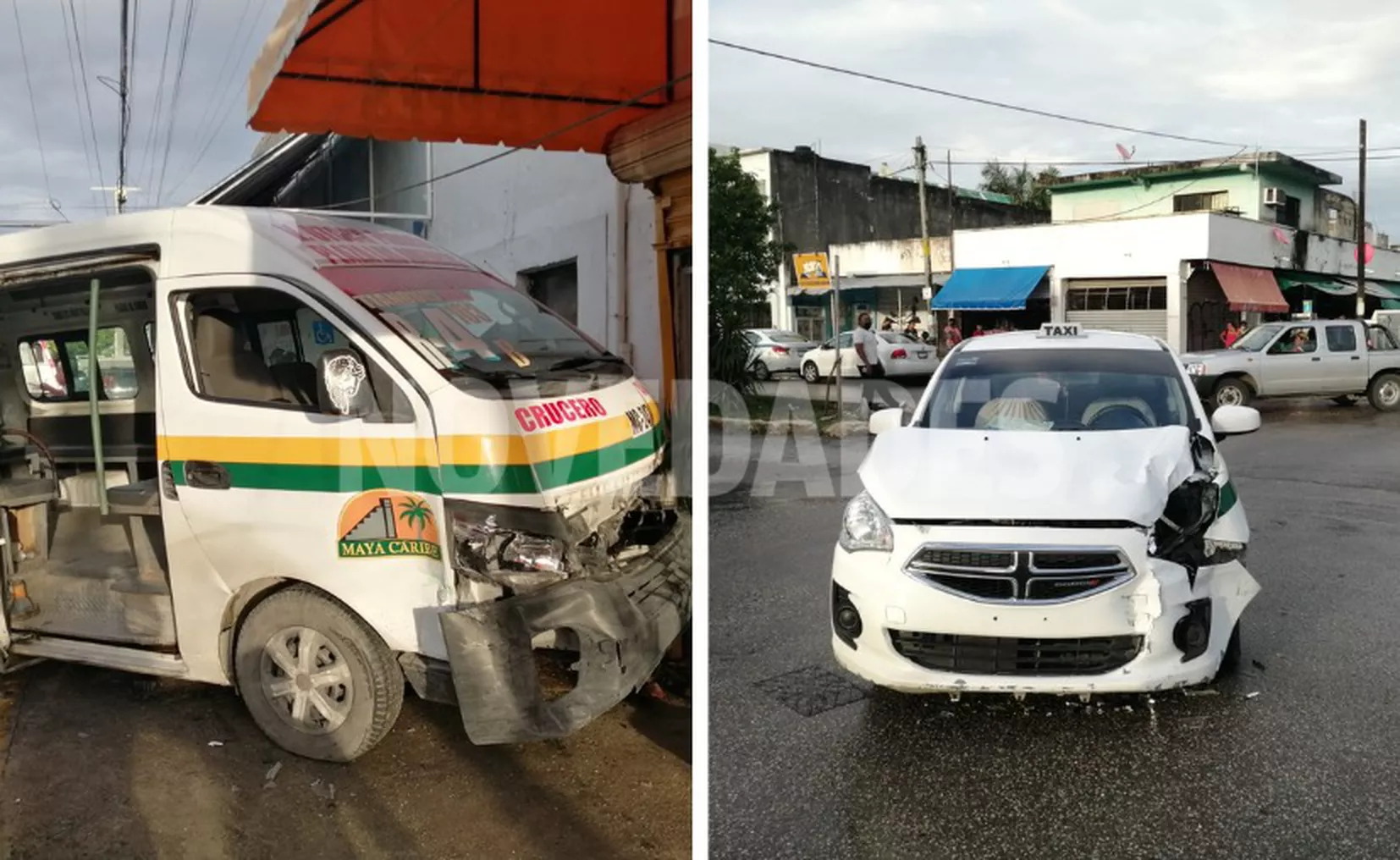 Taxi provoca choque contra una combi; una mujer embarazada resulta lesionada