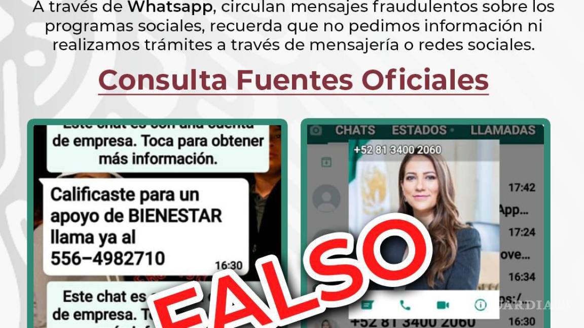 Estafadores ofrecen créditos de la Secretaría del Bienestar por WhatsApp